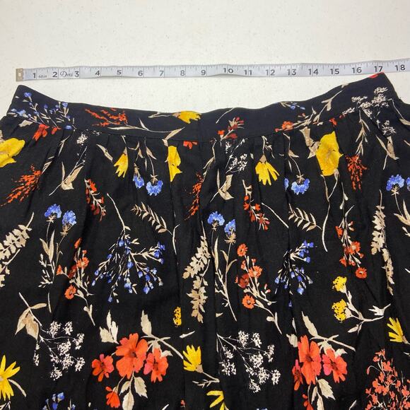 Old Navy Skirt Women's Large Black Floral Knee Length Pleated Modest Flowy - Picture 6 of 9